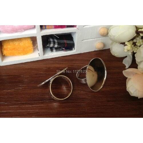 Free ship!!200piece 20mm silver plated Adjustable Round Lace Ring Base ,ring tray