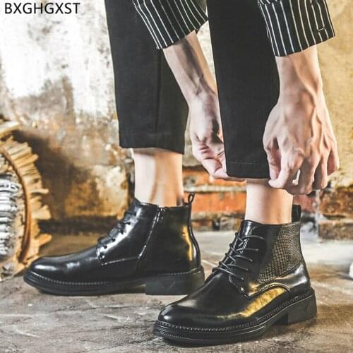 Ankle Boots for Men Male Black Platform Shoes Men Martin Boots for Man 2021 Leather Boots Men Motorcycle Shoes Man Chaussure