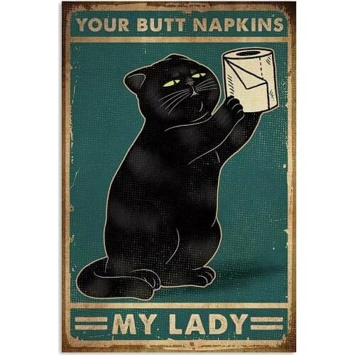 CAT Anime Toilet Paper Your Butt Napkins Portrait Poster Retro Vintage Bar Decor Wall Sticker Kraft paper