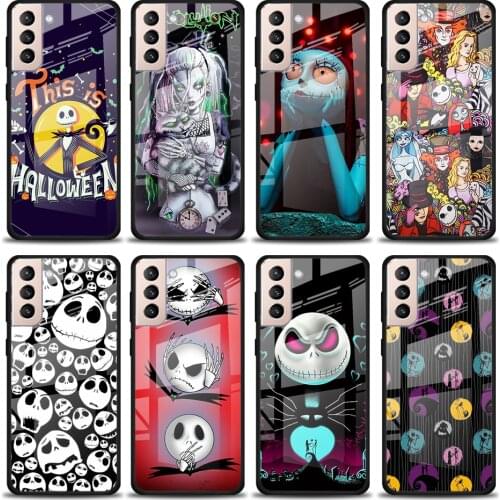 Jack Skellington Before Christmas Tempered Glass Cover For Samsung Galaxy S21 Plus Ultra M21 M31 M51 A52 A72 Phone Case Coque