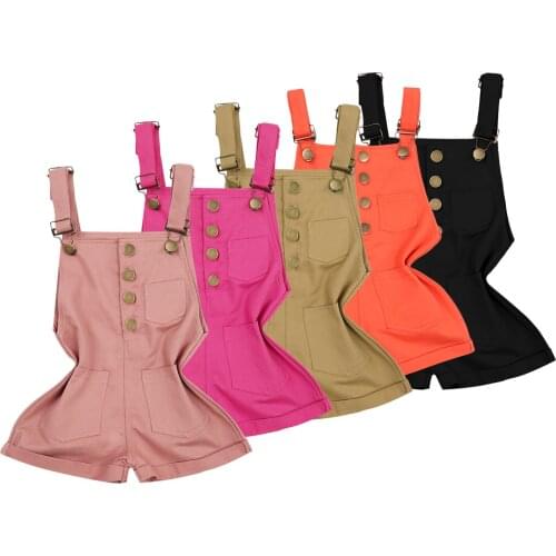 Citgeett Summer Solid New Kids Baby Girls Clothes Sleeveless Strap Overalls Jumpsuit Romper Clothes