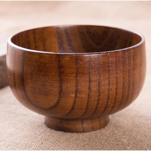 Wooden Bowl Japanese Style Wood Rice Soup Bowl Salad Bowl Food Container Large Small Bowl for Kids Tableware Wooden Utensils