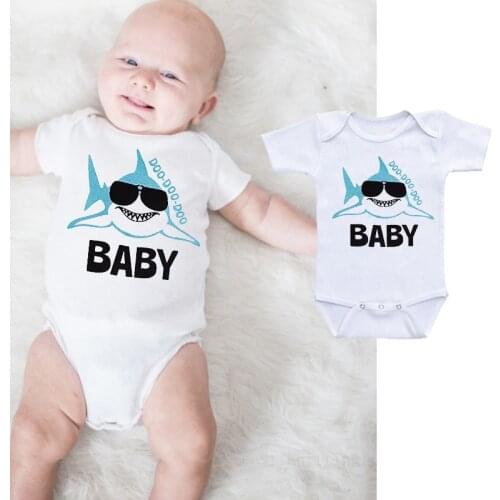 Baby Shark Cotton Infant Outfits Children Girls Boys Jumpsuit Letter Print Clothes Baby Girl Funny Short Sleeve Clothes Outwear