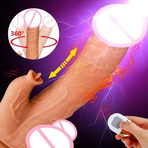 Heating Dildo Vibrator for women 5 speed Tongue Lick Telescopic Vibrator Penis Realistic Dildos G-spot vaginal Massage Sex toys