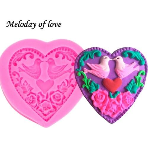 Love Hreat shape Peace Dove flowers soap mold chocolate DIY fondant cake decorating tools silicone mold resin clay T0052
