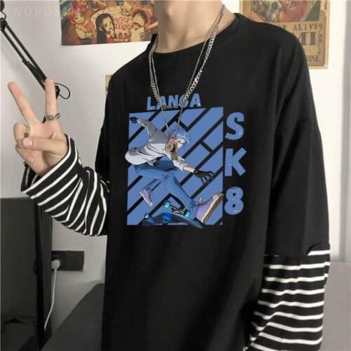 SK8 The Infinity Skate Skateboard Boys Langa Hasegawa Anime Tshirts Men Fashion Summer Streetwear Harajuku Long Sleeve T-shirt