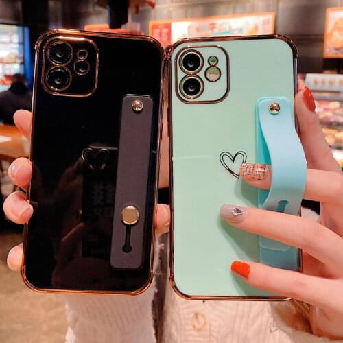 Electroplate Wrist case For iPhone 12 Pro Max Mini 11 Pro Max XS XR Soft Silicone Phone Cover For iPhone SE 2020 8 7 Plus