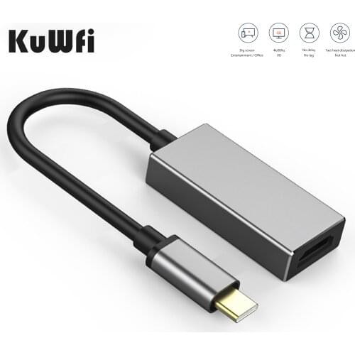 KuWFi Type-C to HDMI Female Cable USB C Adapter 4K HD Conversion Cable for MacBook Samsung Huawei Cellphones Tablet Laptop