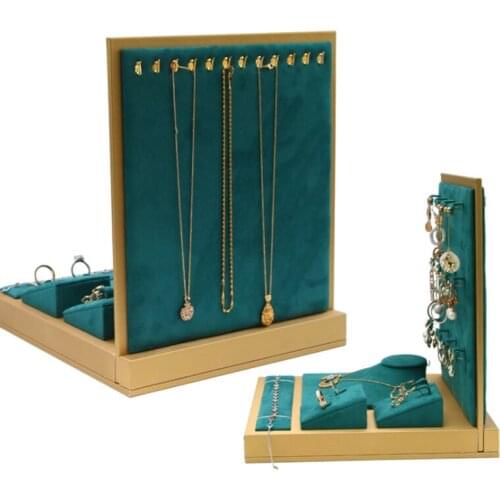 Hot Quality Green Set Necklace Bracelet Ring For Counter Jewellry Dispaly Jewelry Earring Holder Ornament Display Stand Green
