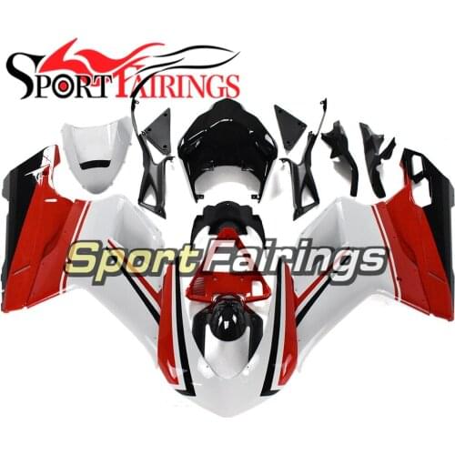 Motorbike Bodywork Red and White Racing Fairings Kit for Ducati 1098/848/1198 2007 2008 2009 2010 2011 2012 Bodywork Kit Shell