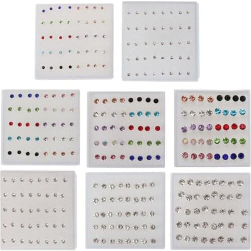 20 Pairs Small Stud Earrings Colorful Faux Rhinestone Plastic Ear Studs Fashion Studs Earrings for Women Hypoallergenic Earrings