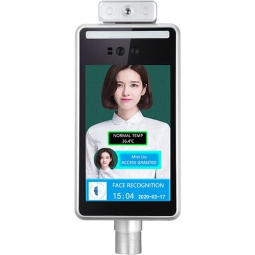 Time Attendance Machine Door Access Control System Thermal Temp Detector 8 Inch Facial Face Recognition Terminal