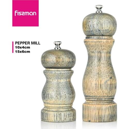 Fissman Melody Rubber Wood Salt Mill with Adjustable Ceramic Grinder