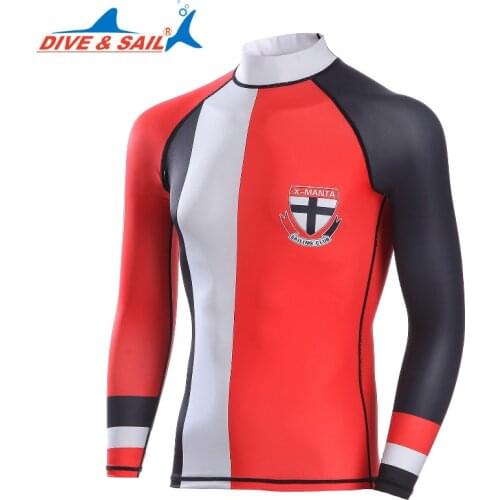 Long Sleeve Lycra UPF 50+ Rash Guards Men Body Suits Snorkeling Wetsuit Diving Jacket Skin Anti-UV Wear Surfing Sports Clothes