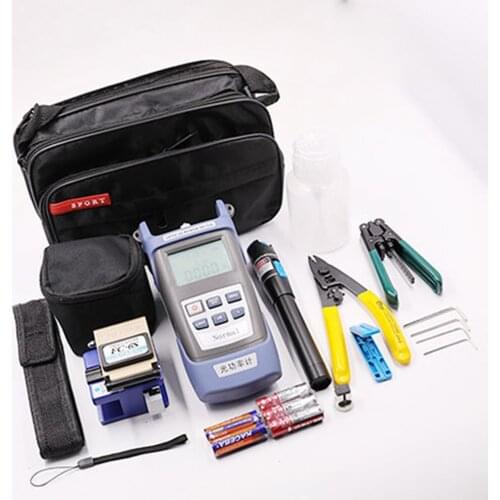 Kit FTTH 6 In 1 Fiber Optic Toolkit Fibra Optica Herramientas FC-6S Cleaver Millers Plier Stripper Optical Power Meter VFL 5KM