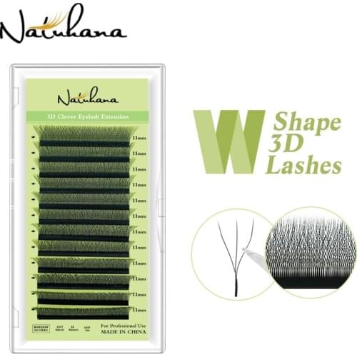 NATUHANA Clover Lashes Soft Thin individual Eyelash Extensions 3D Premade Russian Volume