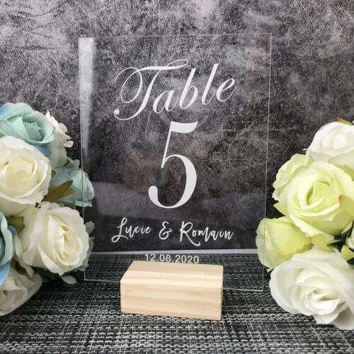 Personalized Wedding Table Numbers Modern Table Signs Decor Custom Table Decor Clear Acrylic Wedding Table Number