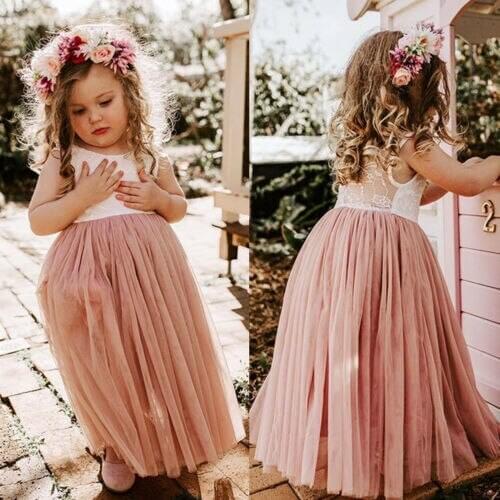 2019 Baby Girl Ruffle Dresses Princess Party Pageant Lace Tutu Long Dress Sundress for Kid clothes toddler Children newborn