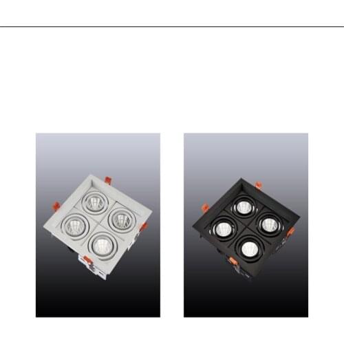 Dimmable super bright 4 heads recessed square LED Downlights COB 40W LED Spot lights LED decoration Ceiling Lamp AC85-265v