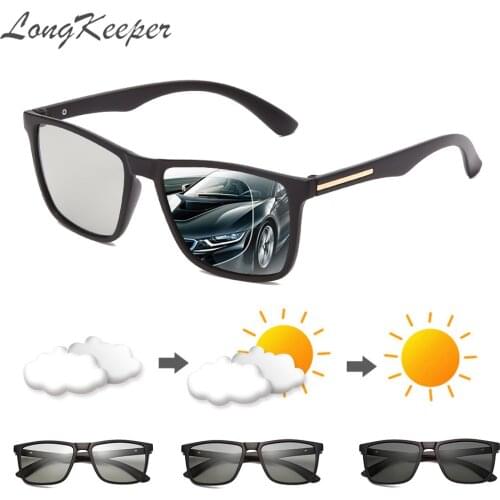 LongKeeper Polarized Photochromic Men Sunglasses Square Women Color Change Sun Glasses Classic UV400 Driving Eyewear oculos