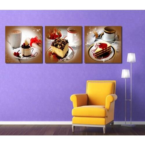 Triptych diamond embroidery Cake coffee 3 piece diamond Painting cross stitch mosaic diy rhinestone paitning Wall Art