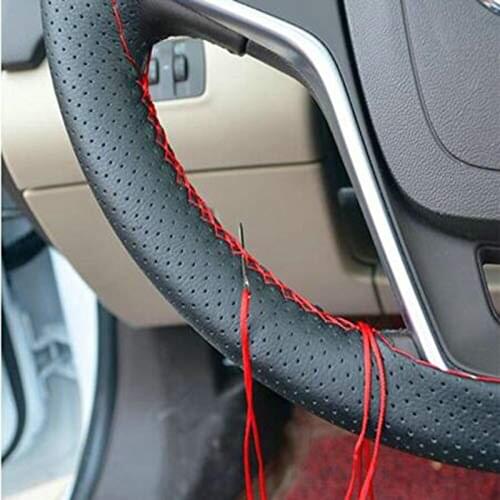 Universal 4 Color DIY Texture Soft Auto Car Steering Wheel Cover With Needles And Thread Artificial Leather Car Styling