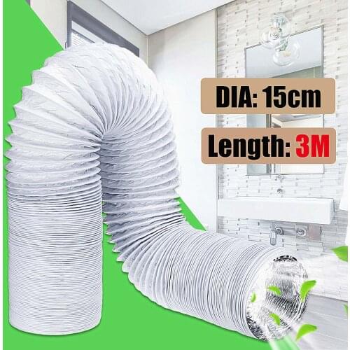 3 Meter Exhaust Pipe Flexible Air Conditioner Spare Parts Exhaust Pipe Vent Hose Outlet 150mm Ventilation Duct Vent Hose