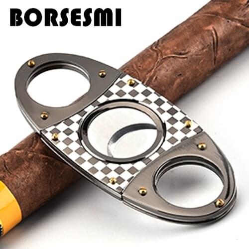 High quality 56Ring stainless steel cigar scissors portable metal cigar cutter double blade smoking accessoriesThe cigar is