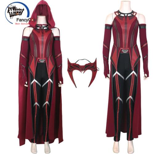 Wanda Vision Scarlet Cosplay Witch Maximoff Cosplay Costume Outfits Halloween Carnival Suit Mask Custom Made Halloween Costume