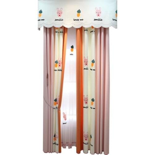 Custom cute cartoon anime cotton hemp stitch embroidered childrens room curtain boys bedroom girl room window shade