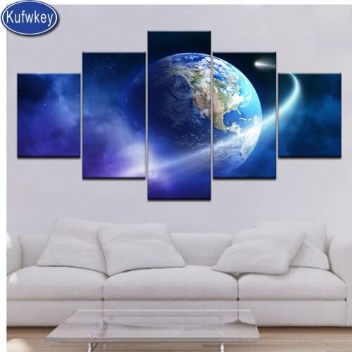 Earth Space Diamond painting 5 piece diamond embroidery sale,full drill square round stone mosaic diamond picture set