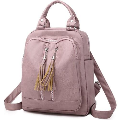 PU Female Backpacks Ladies Leather School Bags Solid Color Backpack for Women Bags Simple Teenage Student Girls Laptop Backpack