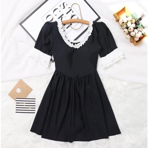 2021 Women Black One Piece Swimwear Short Sleeve Bathing Suit Swim Beach Dress Summer Sexy Swimsuit Female Padded Swimming Suits