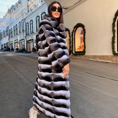 TOPFUR 2021 High Quality Real Rex Rabbit Fur Coat Female Natural Fur Long Coat Thick Warm Winter Woman Top Fashion Slim Overcoat