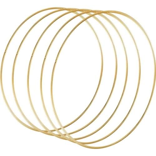 5 Pack 14 Inch Large Metal Floral Hoop Wreath Macrame Gold Hoop Rings for DIY Wreath Decor, Dream Catcher and Macrame Wall Hangi