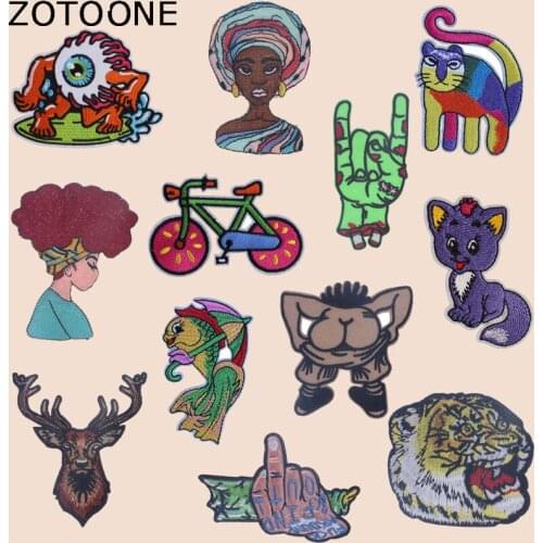 ZOTOONE Animal Cat Patches Fashion Girls Stickers Iron on Clothes Heat Transfer Applique Embroidered Applications Cloth Fabric G