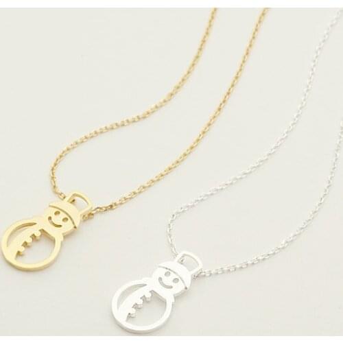 10pcs/lot Snowman Necklace Christmas Winter Accessories Necklaces Pendants For Women Jewelry collier femme