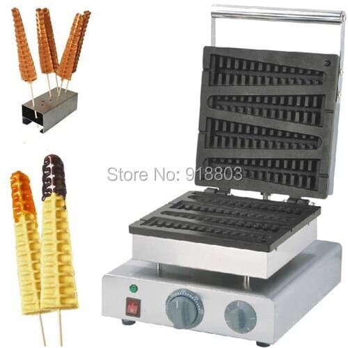 2 in 1 Commercial Use Non-stick 110v 220v Electric Lolly Waffle Machine Baker Maker & Stainless Steel Holder Stand