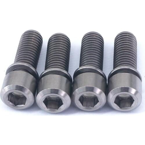 4x M7x18mm Ti GR5 Titanium Socket Cap Head Bolts & Washer For Bike Head Tube
