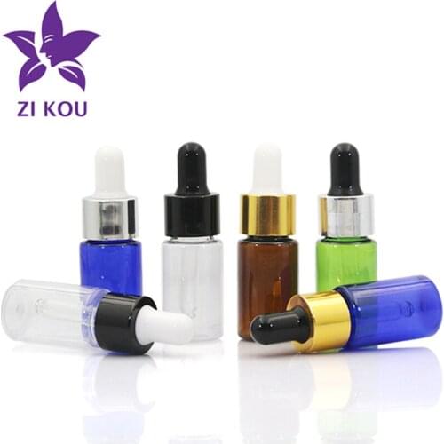 5pcs 10ml Empty Makeup Plating Bright Lid with Glass Eye Dropper Portable Refillable Bottle Mini Esstenial Oil Liquid Container