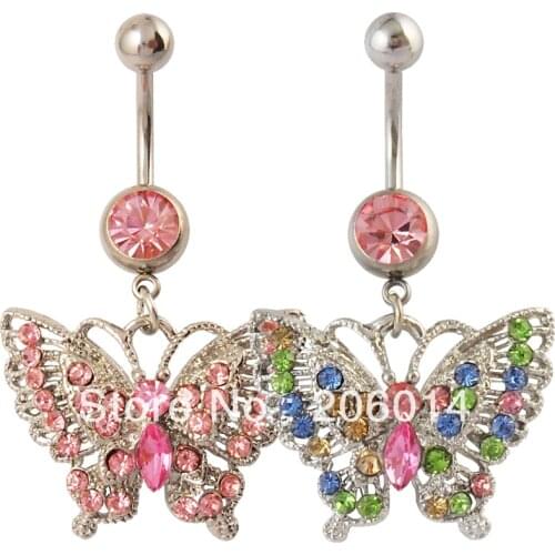 5pcs/lot Popular Style! Wholesale Butterfly Belly Bar Navel Piercing