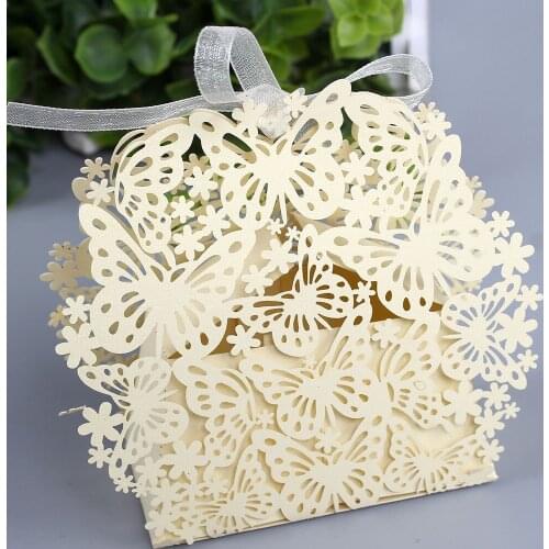 50pcs/lot Butterfly creative candy box DIY wedding favors and Gift Box Party Supplies Romantic mariage Candy boxes