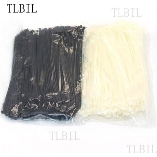 500Pcs 3mm x 200mm Nylon Plastic Zip Trim Wrap Cable Loop Ties Wire Self-Locking