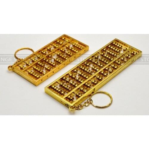 9 or13 Axle Chinese Abacus Golden Abacus Bead Arithmetics Metal Keychain Aotomotive Keyring Ring Key Fob