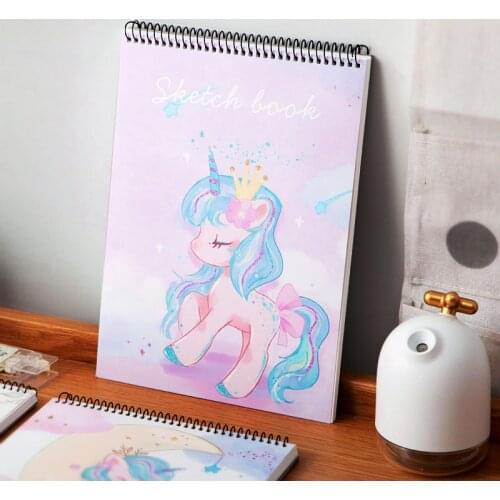 A4 Kawaii Spiral Sketchbook 110GSM Blank Paper Notebook Art Drawing Painting Student Coil Sketch Book Stationery School Supplies
