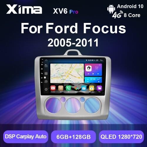 XIMA Pro Android 10.0 2Din Autoraido dvd Carplay Car Radio Multimedia Player Navi For ford focus EXI MT 2 3 Mk2 2004 - 2011