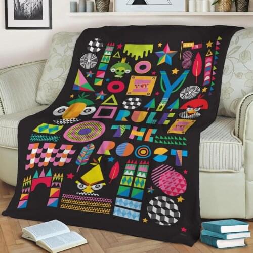 Blue geometric 3D Printed Velvet Plush Throw Fleece Blanket Bedspread Sherpa Blanket Home Decora