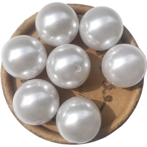 Beads for Women Statement Necklace making White Pearl Bead A63 4mm to 30mm Pearls Round Beads Loose Chunky Bubblegum Bead