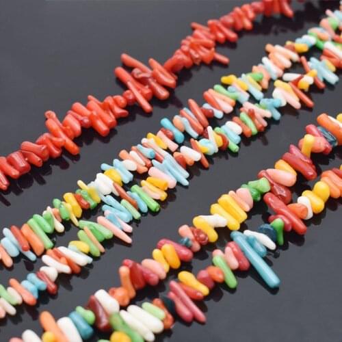 Mixed color Irregular Stick Shape Red Coral Beads Natural Stone Beads Spacer Beads For Jewelry Making DIY Bracelet Necklace