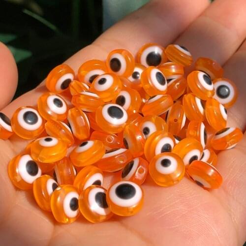 6/8/10mm Orange Evil Eye Resin Beads Oval Round Loose Spacer Beads for Jewelry Making DIY Doll Eye Bracelet Accessories Earrings